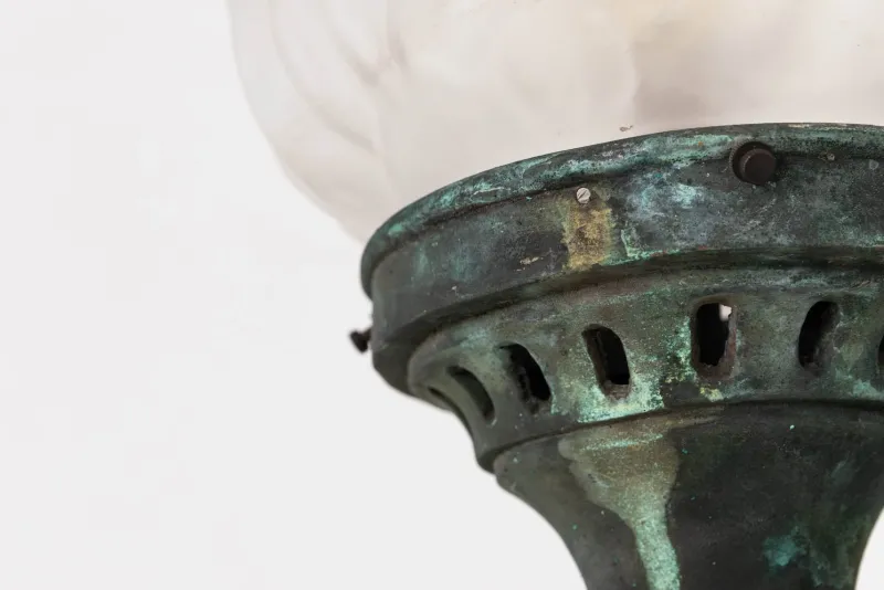 Outlet Pamono Large Antique Verdigris Bronze Torchiere Wall Lamps, 1890s, Set of 2