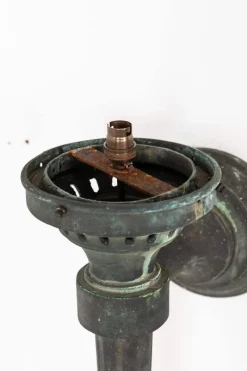 Outlet Pamono Large Antique Verdigris Bronze Torchiere Wall Lamps, 1890s, Set of 2