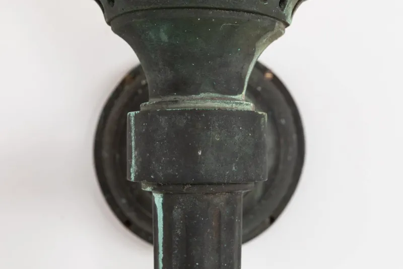 Outlet Pamono Large Antique Verdigris Bronze Torchiere Wall Lamps, 1890s, Set of 2