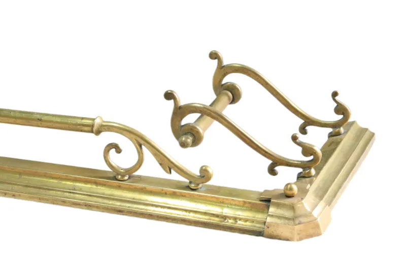 Pamono Large Antique Victorian Art Nouveau Brass Fireplace Fender> Fireplaces And Mantels