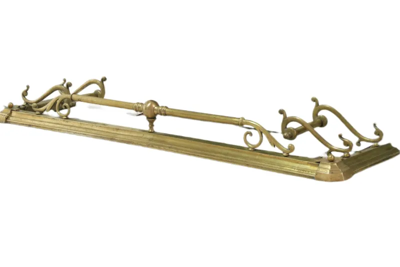 Pamono Large Antique Victorian Art Nouveau Brass Fireplace Fender> Fireplaces And Mantels