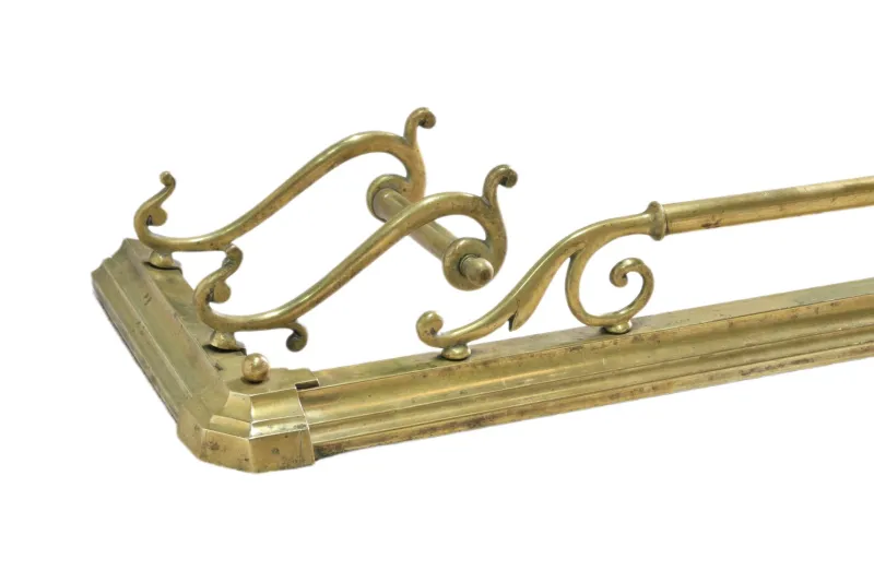 Pamono Large Antique Victorian Art Nouveau Brass Fireplace Fender> Fireplaces And Mantels