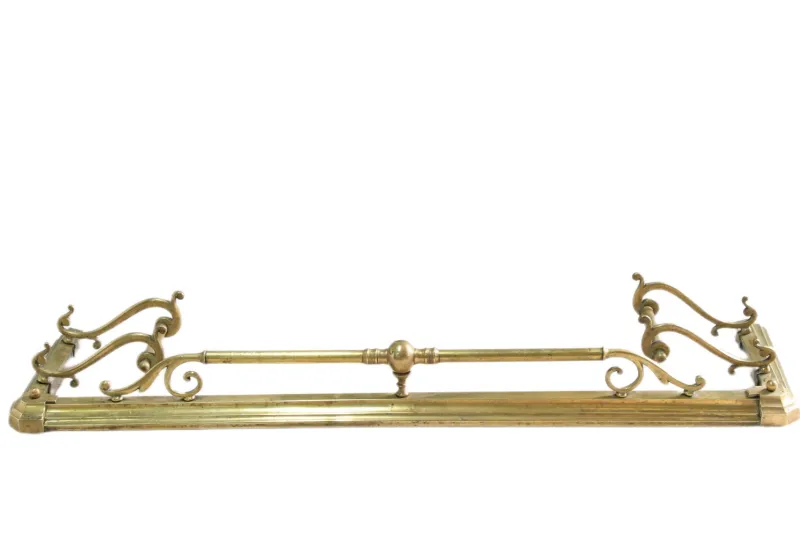 Pamono Large Antique Victorian Art Nouveau Brass Fireplace Fender> Fireplaces And Mantels