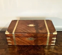 Clearance Pamono Large Antique Victorian Burr Walnut and Brass Bound Writing Box, 1860
