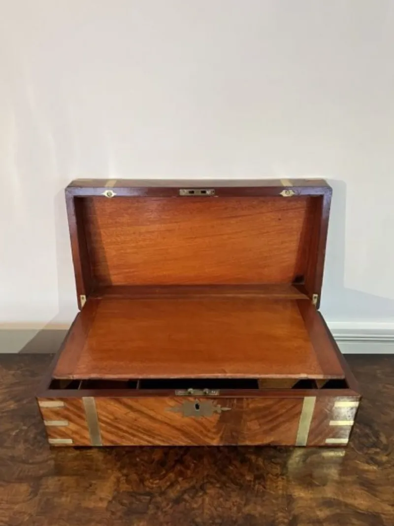 Clearance Pamono Large Antique Victorian Burr Walnut and Brass Bound Writing Box, 1860