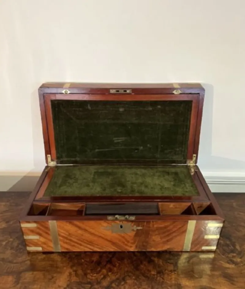 Clearance Pamono Large Antique Victorian Burr Walnut and Brass Bound Writing Box, 1860
