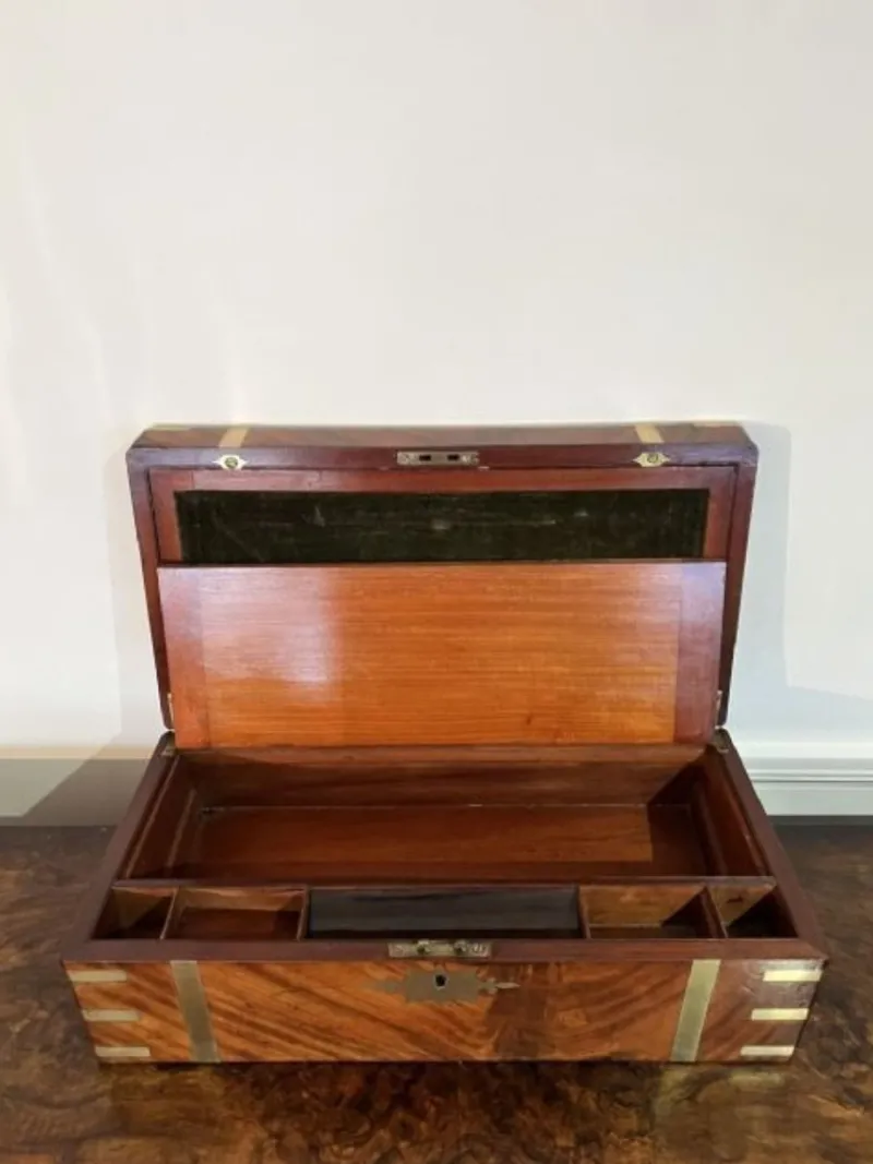 Clearance Pamono Large Antique Victorian Burr Walnut and Brass Bound Writing Box, 1860