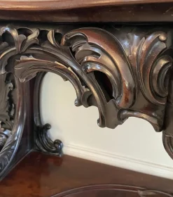Pamono Large Antique Victorian Console Table in Carved Mahogany with Mirror Back><noscript><img width=