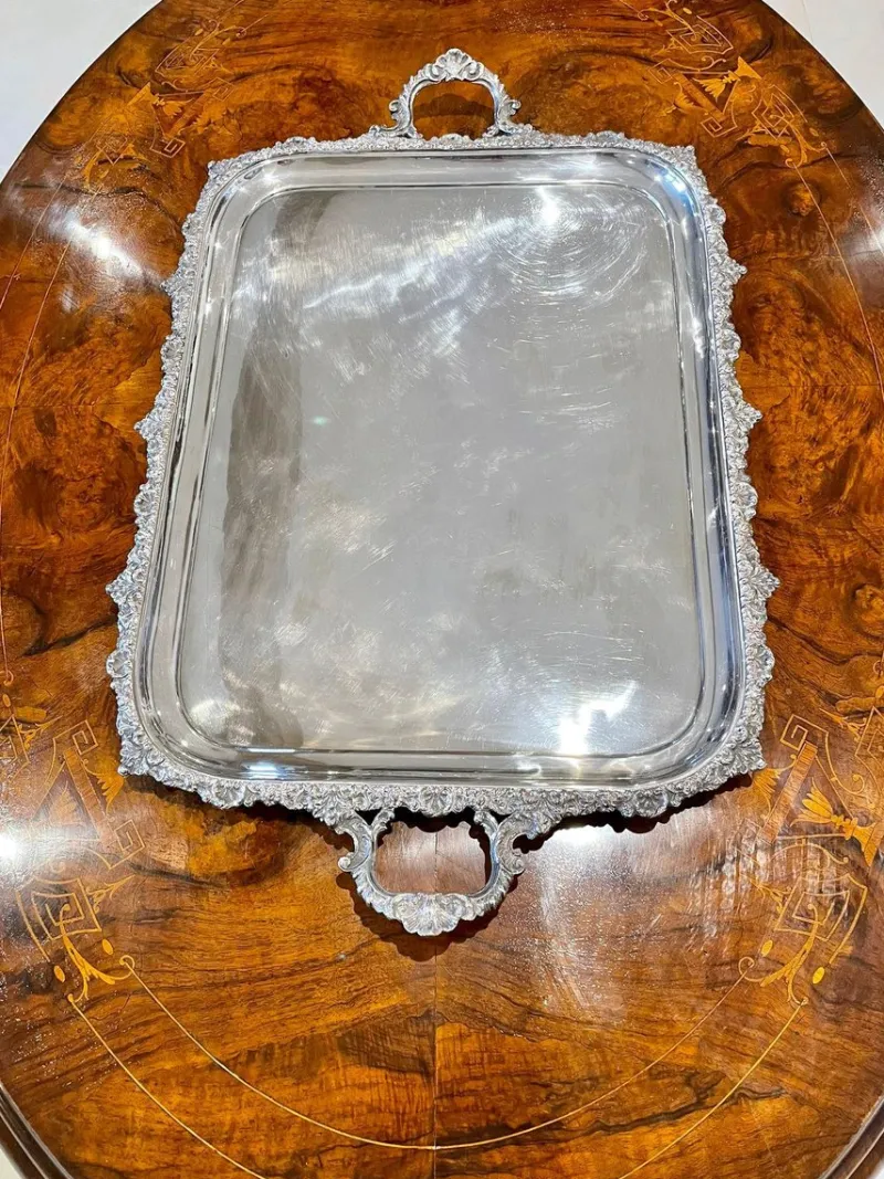 Discount Pamono Large Antique Victorian Silver Plated Tea Tray