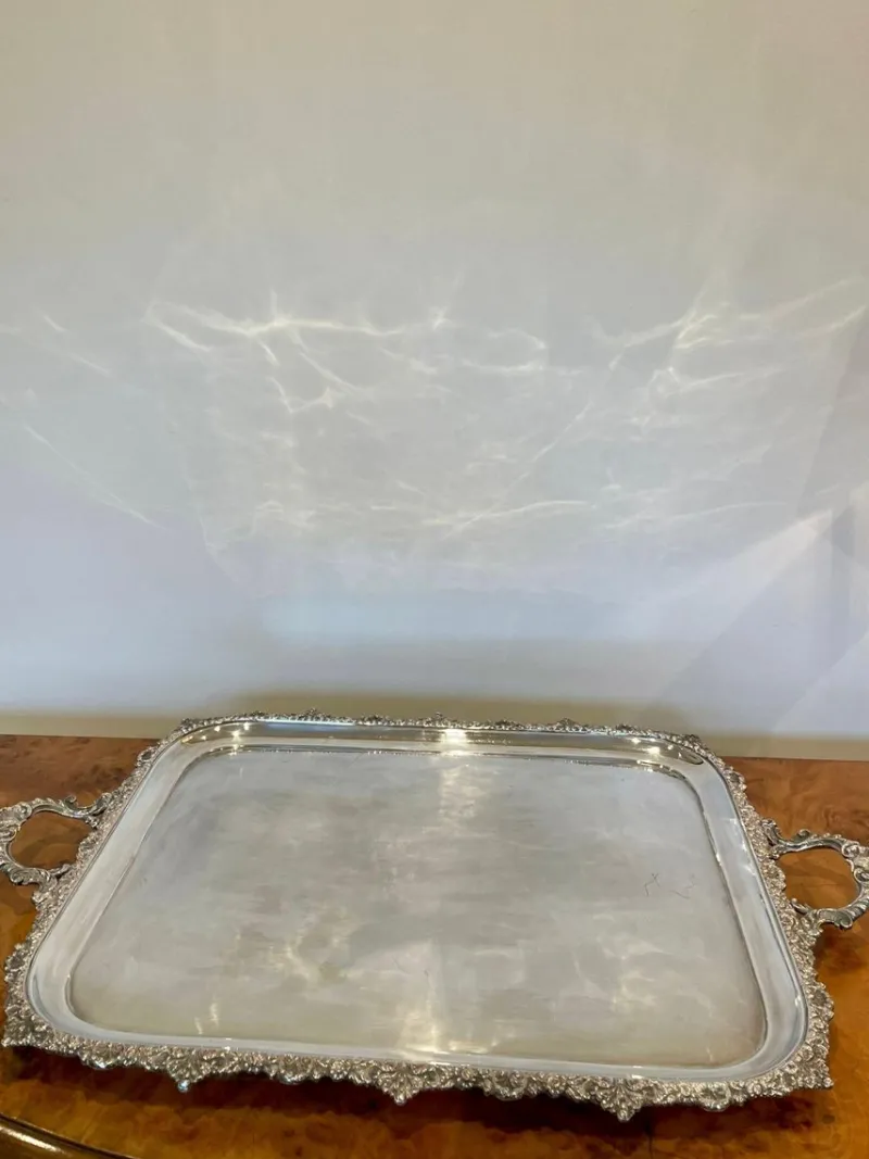 Discount Pamono Large Antique Victorian Silver Plated Tea Tray