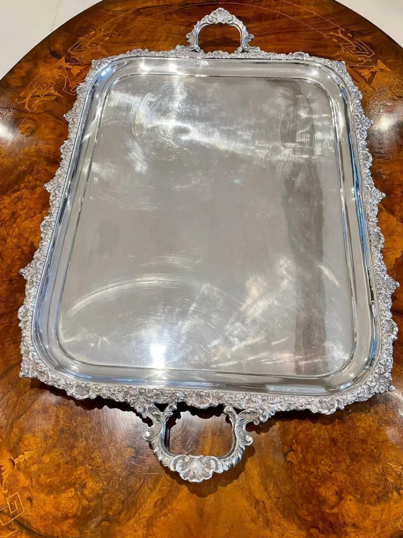 Discount Pamono Large Antique Victorian Silver Plated Tea Tray