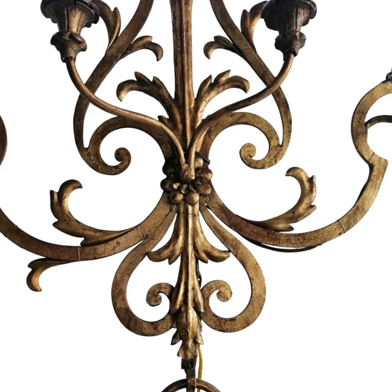 Pamono Large Antique Wall Light in Wrought Iron, 1890s> Wall Lights & Sconces