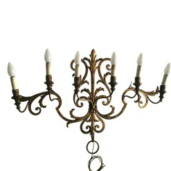 Pamono Large Antique Wall Light in Wrought Iron, 1890s><noscript><img width=