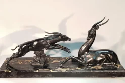 Best Pamono Large Art Deco Antelopes Sculpture by Limousin Jacques, 1930s