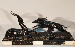 Best Pamono Large Art Deco Antelopes Sculpture by Limousin Jacques, 1930s