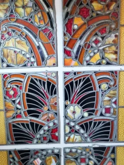 Sale Pamono Large Art Deco Architectural Stained Glass Window Panels, 1920s, Set of 12