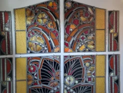 Sale Pamono Large Art Deco Architectural Stained Glass Window Panels, 1920s, Set of 12
