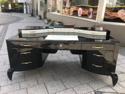 Pamono Large Art Deco Desk in in Lacquer & Black Parchment Leather by Assi D´asolo, Italy> Desks