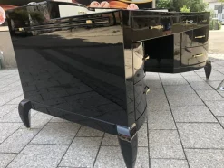 Pamono Large Art Deco Desk in in Lacquer & Black Parchment Leather by Assi D´asolo, Italy><noscript><img width=