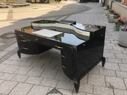Pamono Large Art Deco Desk in in Lacquer & Black Parchment Leather by Assi D´asolo, Italy><noscript><img width=