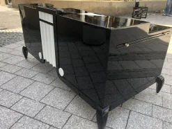 Pamono Large Art Deco Desk in in Lacquer & Black Parchment Leather by Assi D´asolo, Italy><noscript><img width=