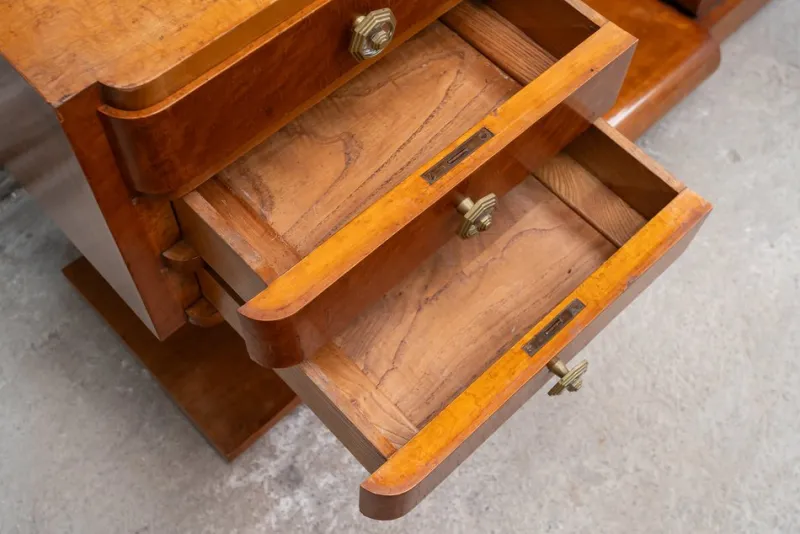 Pamono Large Art Deco French Dressing Table in Gilt Birch Root, 1920s> Dressing Tables