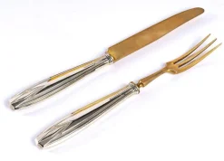 Sale Pamono Large Art Deco Silver and Gilded Metal Fruit Cutlery from Maison Moreau Set of 12