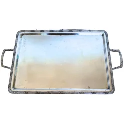 Pamono Large Art Deco Silver-Plated Tea Tray by Orfèvrerie H. Beard, 1930s