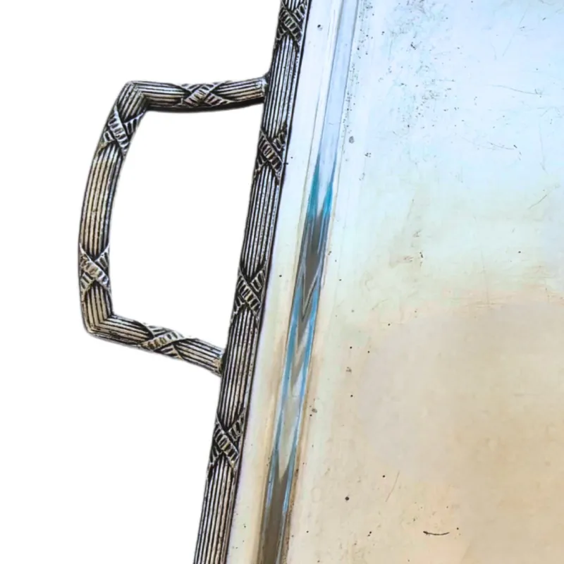 Pamono Large Art Deco Silver-Plated Tea Tray by Orfèvrerie H. Beard, 1930s