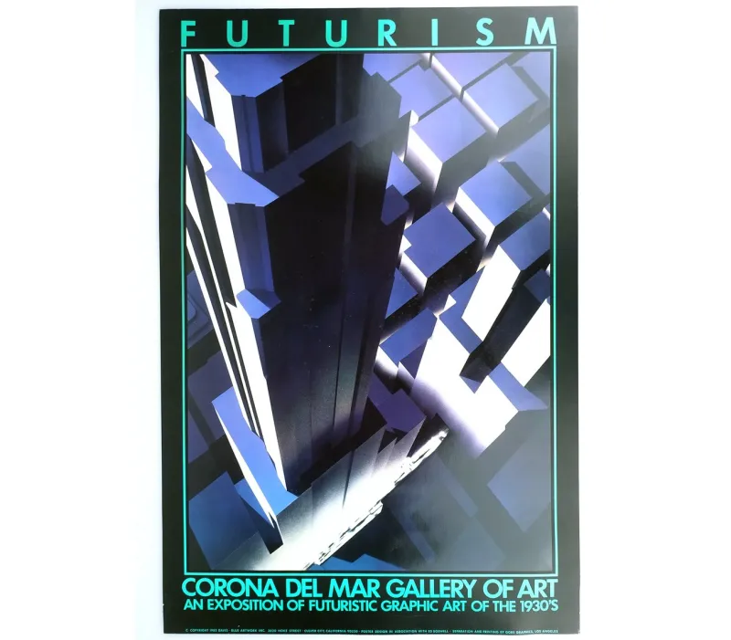 Sale Pamono Large Art Deco Style Architecture Poster, 1980s