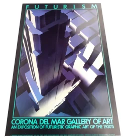 Sale Pamono Large Art Deco Style Architecture Poster, 1980s