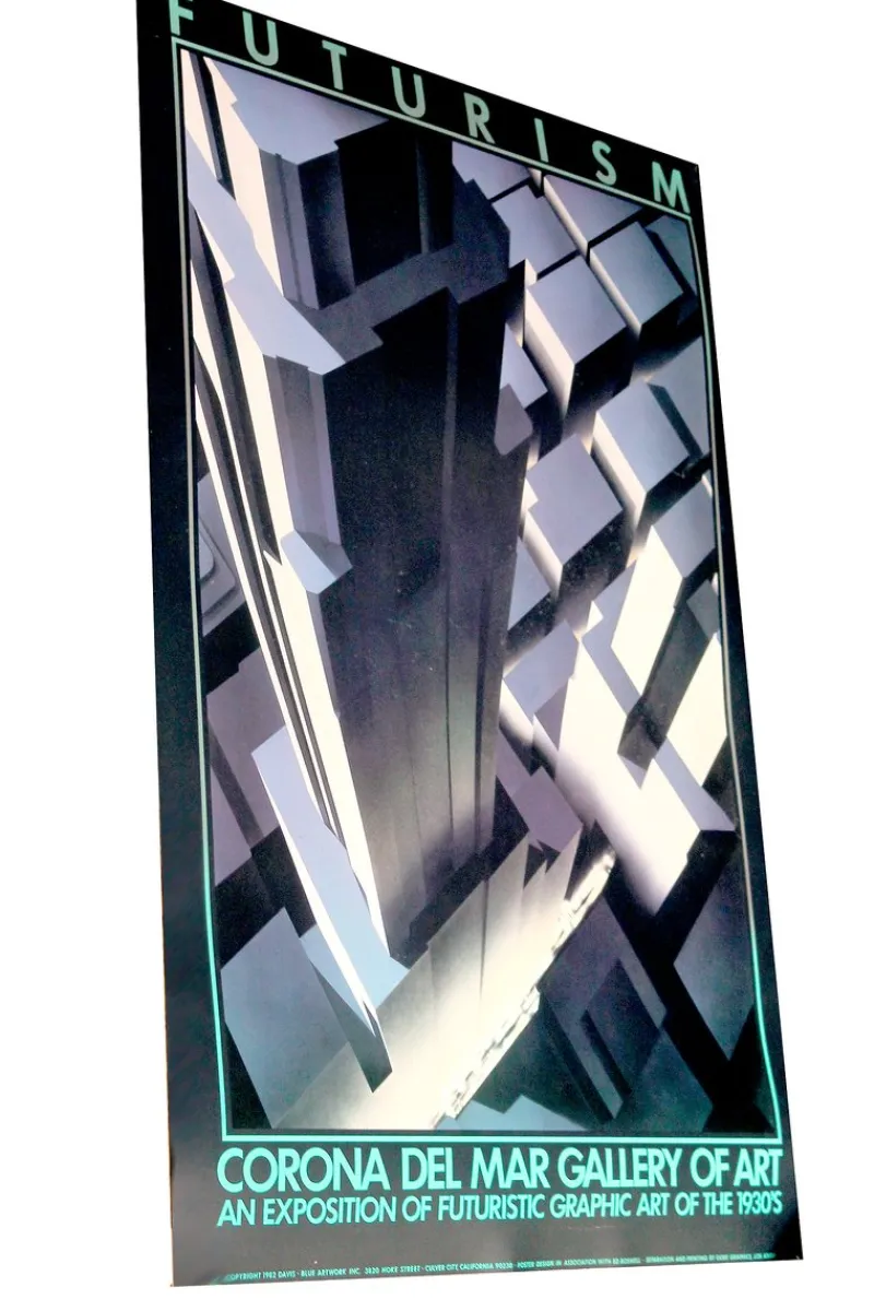 Sale Pamono Large Art Deco Style Architecture Poster, 1980s