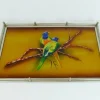 Best Pamono Large Art Deco Tray in Glass & Metal with Parrot Motif, 1920s / 30s