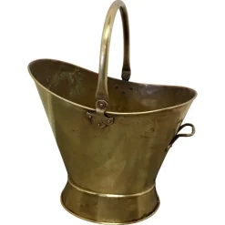 Pamono Large Art Nouveau Brass Helmet Coal Scuttle, 1880> Fireplaces And Mantels
