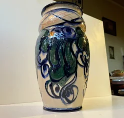 Pamono Large Art Nouveau Danish Hand-Glazed Vase from Danico, 1920s><noscript><img width=