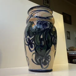 Pamono Large Art Nouveau Danish Hand-Glazed Vase from Danico, 1920s><noscript><img width=