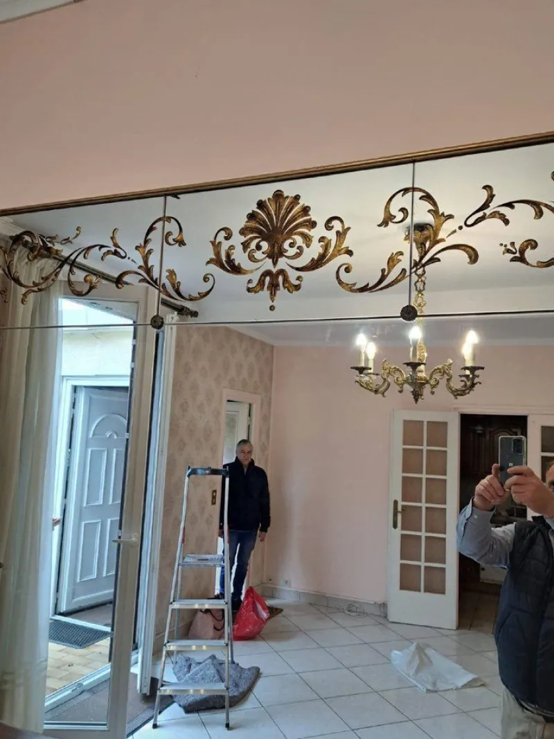 Pamono Large Art Nouveau Églomisé Brasserie or Bistro Mirror> Mirrors