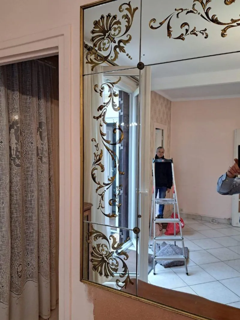 Pamono Large Art Nouveau Églomisé Brasserie or Bistro Mirror> Mirrors