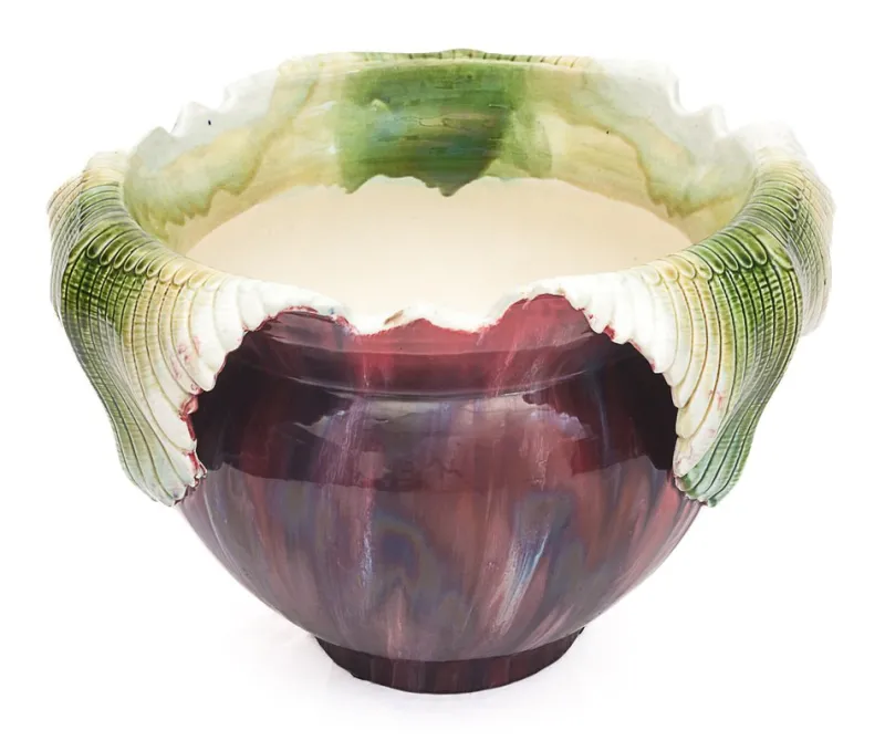 Pamono Large Art Nouveau Majolica Planter, 1890s> Planters And Jardiniere