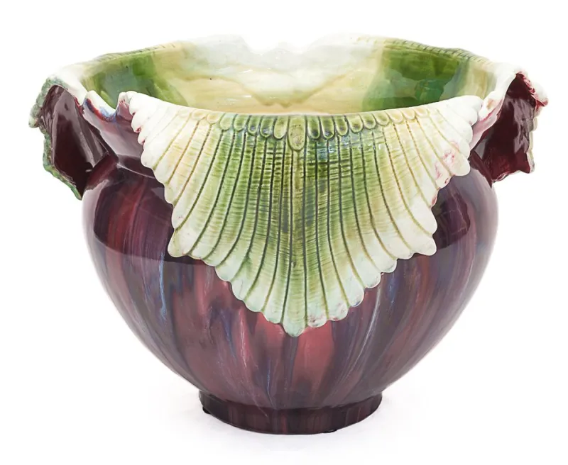Pamono Large Art Nouveau Majolica Planter, 1890s> Planters And Jardiniere