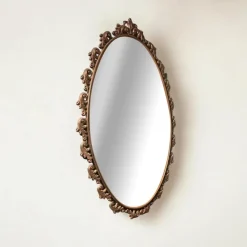 Online Pamono Large Art Nouveau Mirror with Floral Metal Frame, 1890s