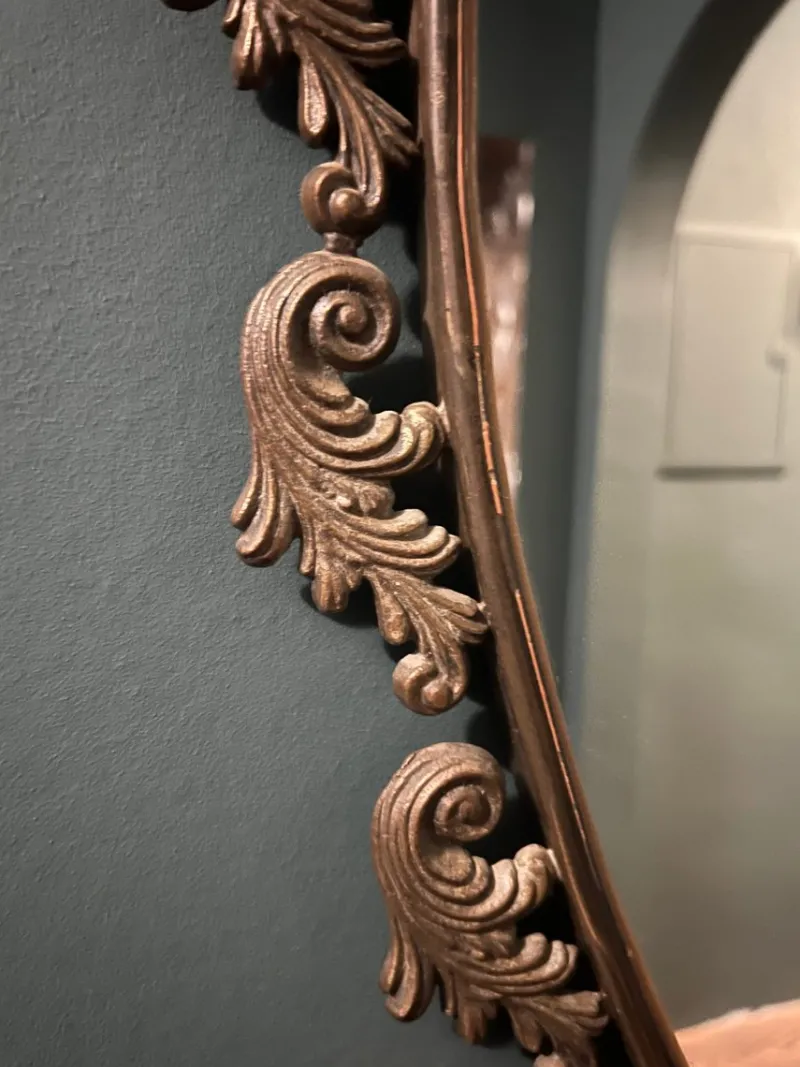 Online Pamono Large Art Nouveau Mirror with Floral Metal Frame, 1890s