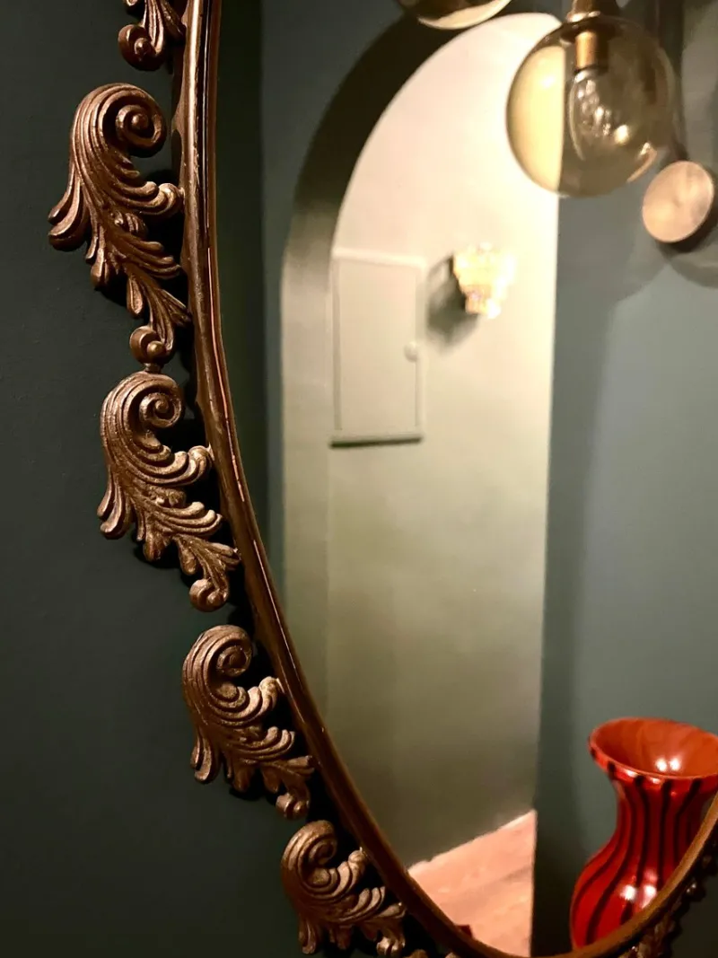 Online Pamono Large Art Nouveau Mirror with Floral Metal Frame, 1890s