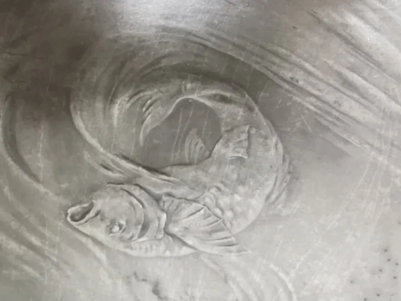 Best Pamono Large Art Nouveau Museum Fish Plate by Hugo Leven for Kayserzinn, 1900s