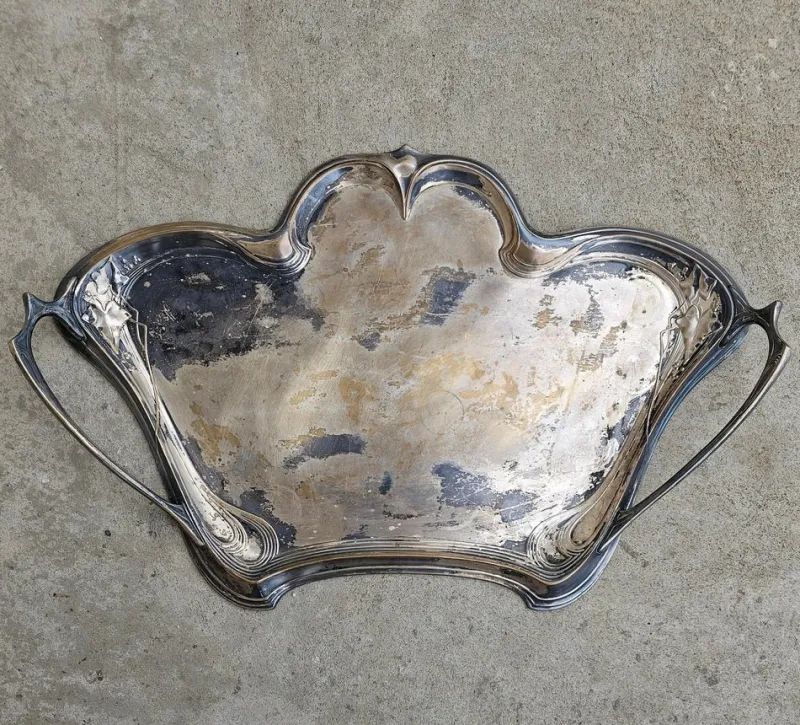 Pamono Large Art Nouveau Silver Plated Waiters Serving Tray from WMF, Germany, 1890s> Trays