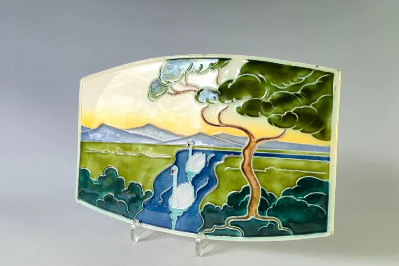 Clearance Pamono Large Art Nouveau Tile by Carl Sigmund Luber for Johann von Schwarz, 1896-1906