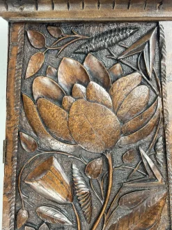 Sale Pamono Large Arts and Crafts Hand Carved Pedestal, England, 1880s