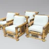 New Pamono Large Bamboo Pagoda Lounge Armchairs, 1980, Set of 4