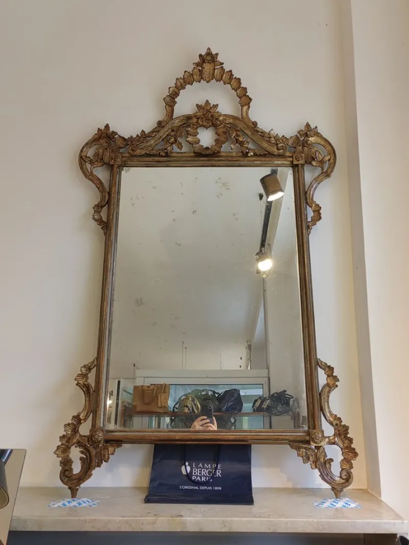 Clearance Pamono Large Baroque Mirror for Fireplace with Wooden Frame