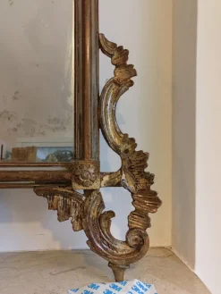 Clearance Pamono Large Baroque Mirror for Fireplace with Wooden Frame